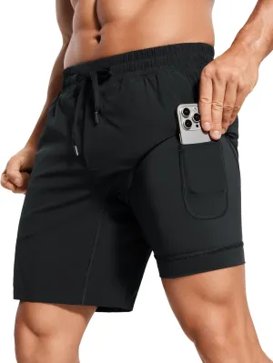 CRZ YOGA Men's 2 in 1 Running Shorts with Liner - 7'' Quick Dry for Workout Sports Athletic with Pockets