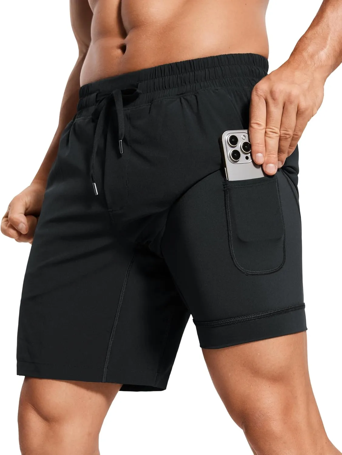 CRZ YOGA Men's 2 in 1 Running Shorts with Liner - 7'' Quick Dry for Workout Sports Athletic with Pockets