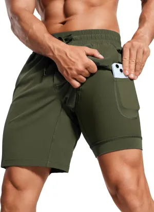 CRZ YOGA Men's 2 in 1 Running Shorts with Liner - 7'' Quick Dry for Workout Sports Athletic with Pockets