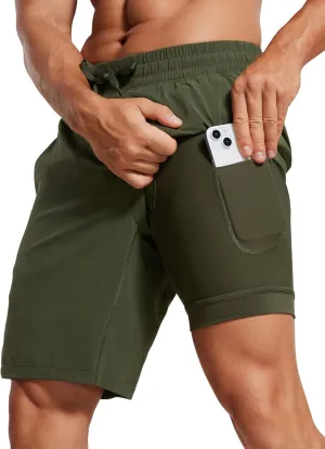 CRZ YOGA Men's 2 in 1 Running Shorts with Liner - 9'' Quick Dry for Workout Sports Athletic with Pockets