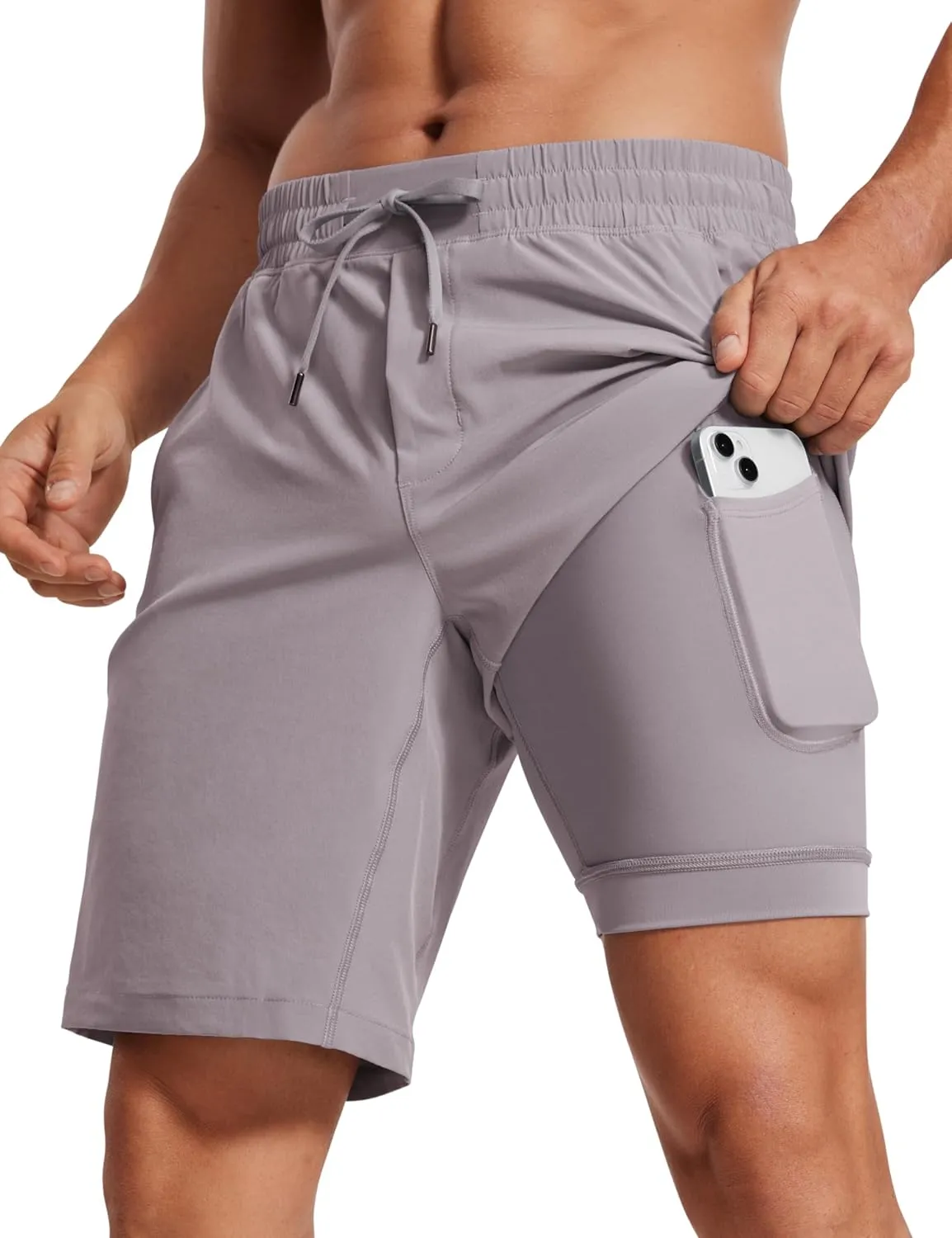 CRZ YOGA Men's 2 in 1 Running Shorts with Liner - 9'' Quick Dry for Workout Sports Athletic with Pockets
