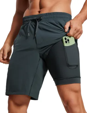 CRZ YOGA Men's 2 in 1 Running Shorts with Liner - 9'' Quick Dry for Workout Sports Athletic with Pockets