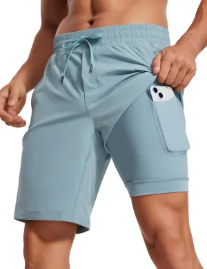 CRZ YOGA Men's 2 in 1 Running Shorts with Liner - 9'' Quick Dry for Workout Sports Athletic with Pockets