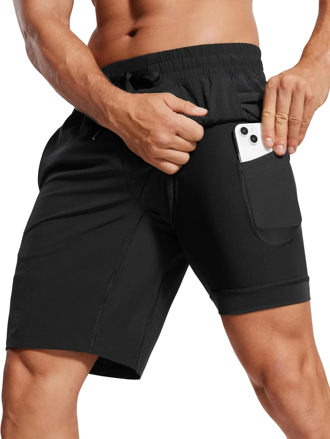 CRZ YOGA Men's 2 in 1 Running Shorts with Liner - 9'' Quick Dry for Workout Sports Athletic with Pockets