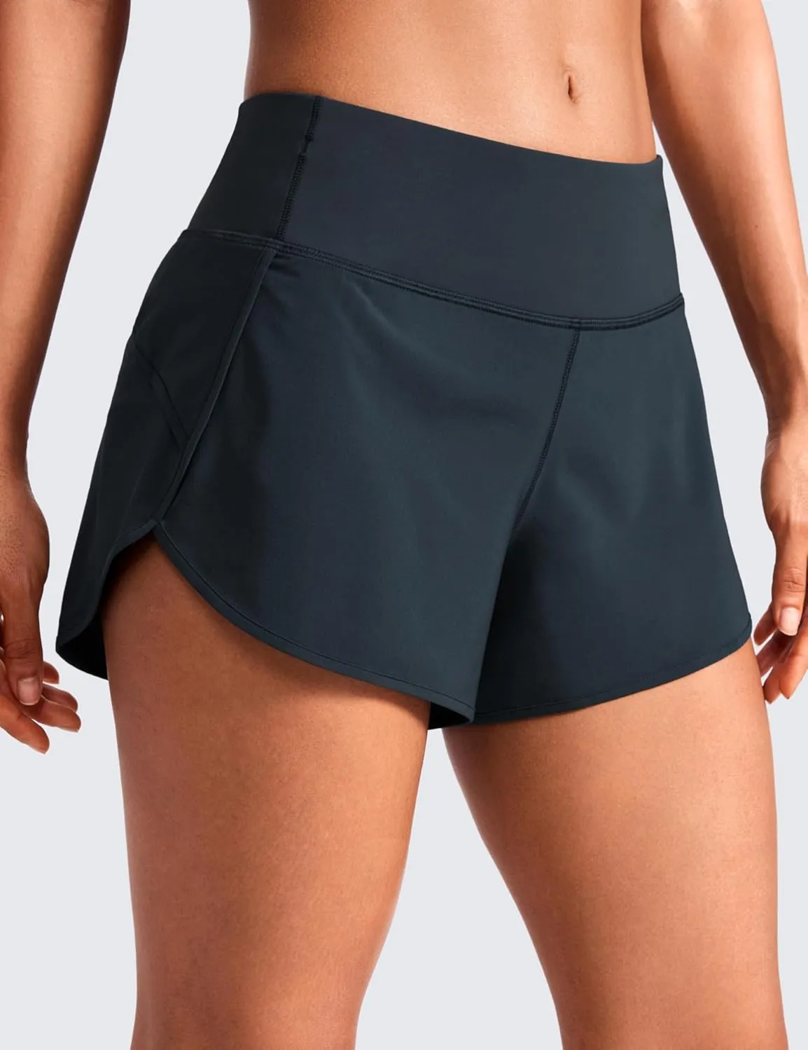 CRZ YOGA Mid Waisted Running Shorts for Women 4" Soft for Gym Athletic Workout with Zipper Pocket Liner Quick Dry
