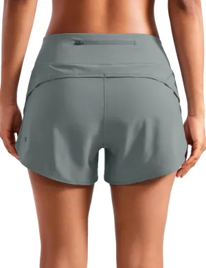 CRZ YOGA Mid Waisted Running Shorts for Women 4" Soft for Gym Athletic Workout with Zipper Pocket Liner Quick Dry