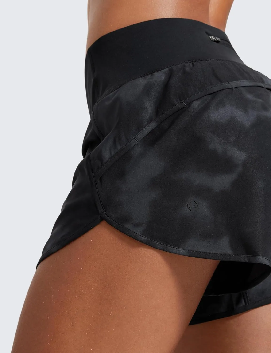 CRZ YOGA Mid Waisted Running Shorts for Women 4" Soft for Gym Athletic Workout with Zipper Pocket Liner Quick Dry