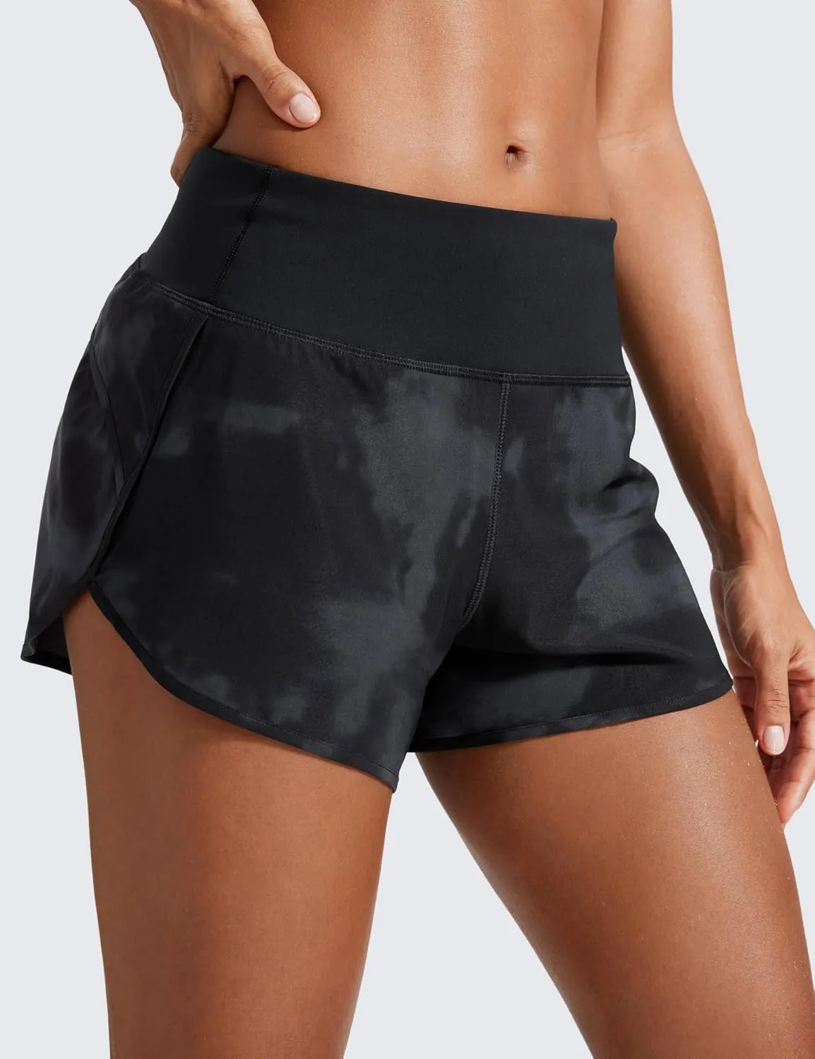 CRZ YOGA Mid Waisted Running Shorts for Women 4" Soft for Gym Athletic Workout with Zipper Pocket Liner Quick Dry