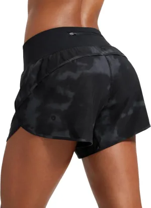 CRZ YOGA Mid Waisted Running Shorts for Women 4" Soft for Gym Athletic Workout with Zipper Pocket Liner Quick Dry