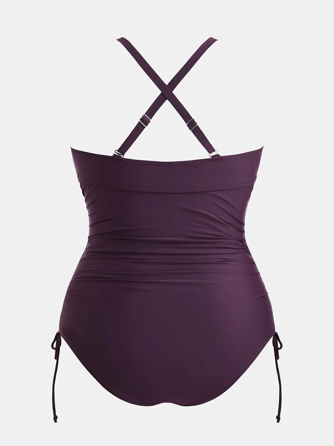 CUPSHE Plus Size Women's One Piece Bathing Suit Scoop Neck Swimsuit Cutouts Side Drawstring Adjustable Straps