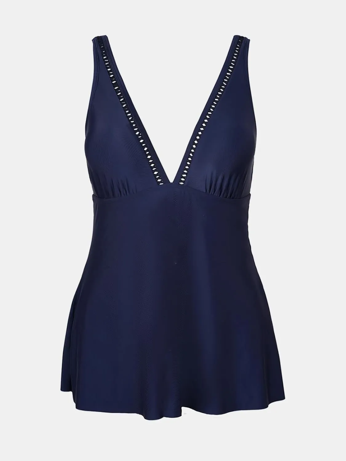 CUPSHE Plus Size Women's One Piece Swimsuit V Neck Cutout Swim Dress Back Hook Adjustable Straps Bathing Suit