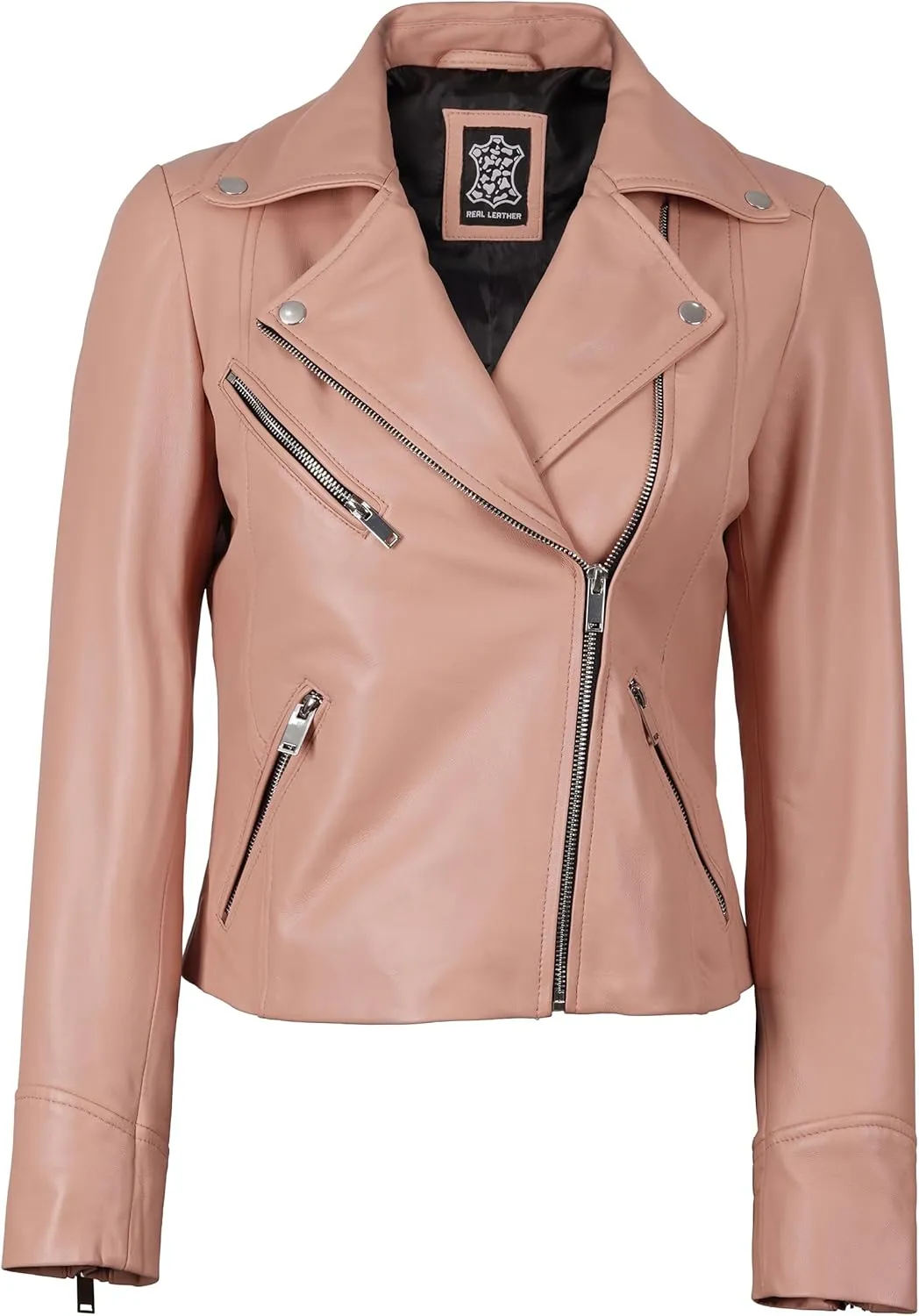 Decrum Asymmetrical Real Leather Jacket Women  Trendy Fashion Lambskin Womens Leather Jacket