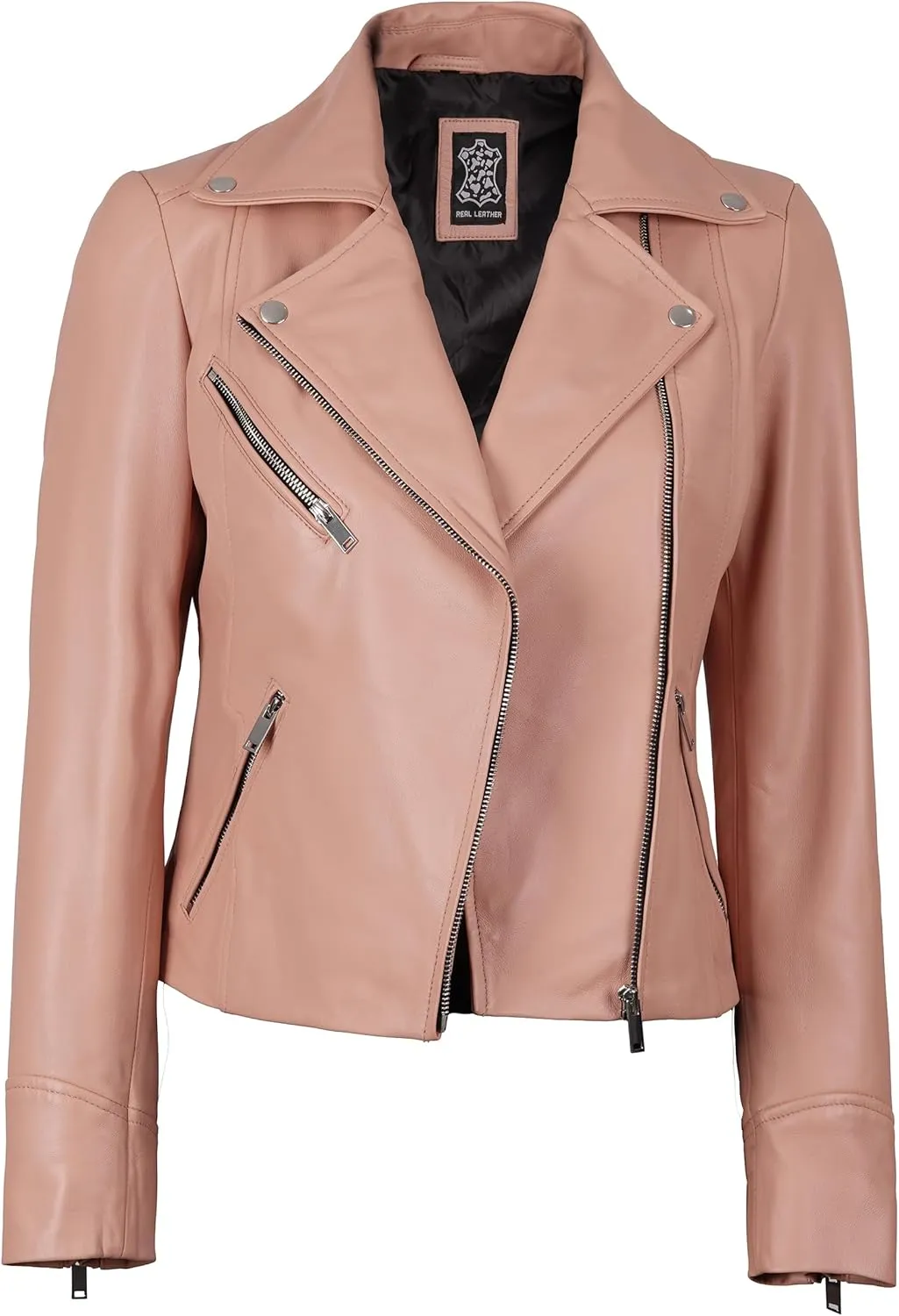 Decrum Asymmetrical Real Leather Jacket Women  Trendy Fashion Lambskin Womens Leather Jacket