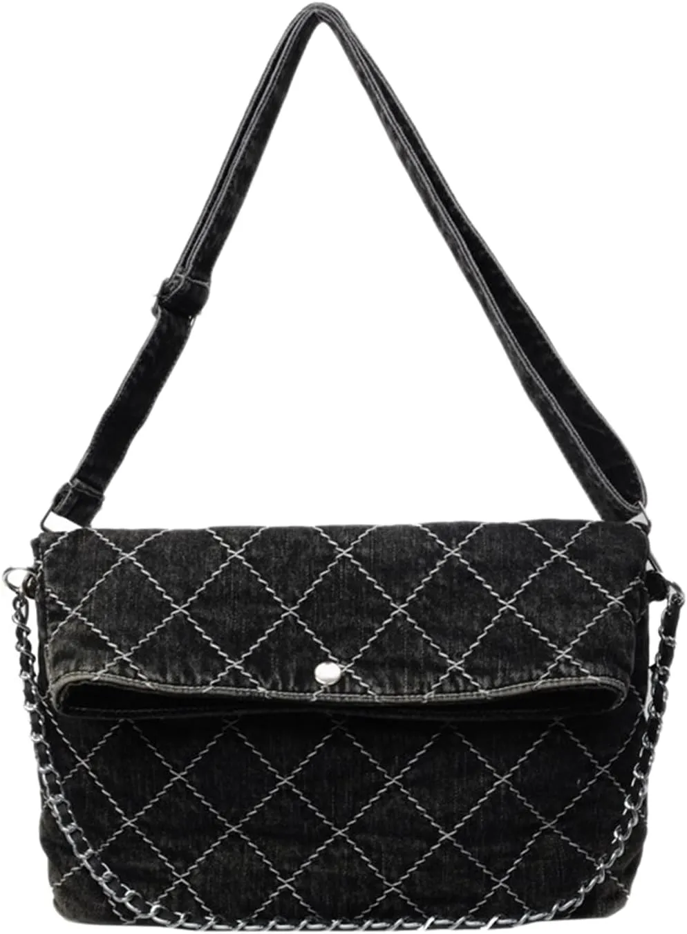 Denim Purse Women Chain Boho Jean Tote Bag Shoulder Quilted Bag Vintage Handbag Casual Crossbody Purse