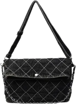 Denim Purse Women Chain Boho Jean Tote Bag Shoulder Quilted Bag Vintage Handbag Casual Crossbody Purse