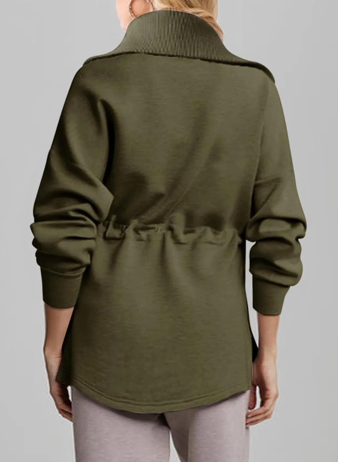 Dokotoo Womens Oversized Sweatshirts Half Zip Drawstring Waist Long Sleeve Side Slits Casual Pullover Sweatshirt Tops
