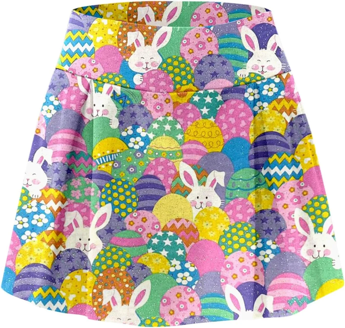 Easter Tennis Skirt for Women High Waisted Flowy Athletic Running Shorts Bunny Rabbit Egg Graphic Yoga Skort
