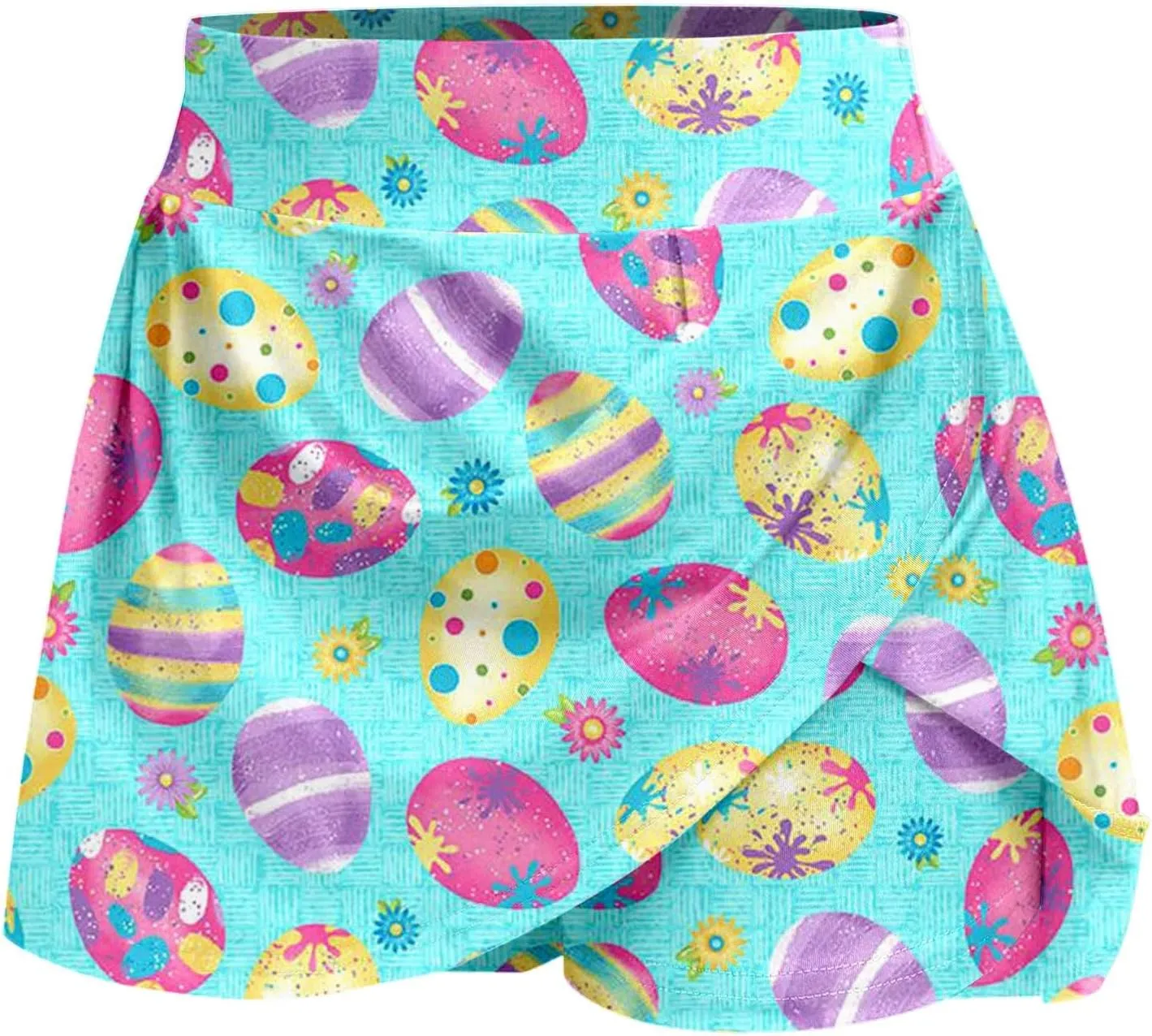 Easter Tennis Skirt for Women High Waisted Flowy Athletic Running Shorts Bunny Rabbit Egg Graphic Yoga Skort