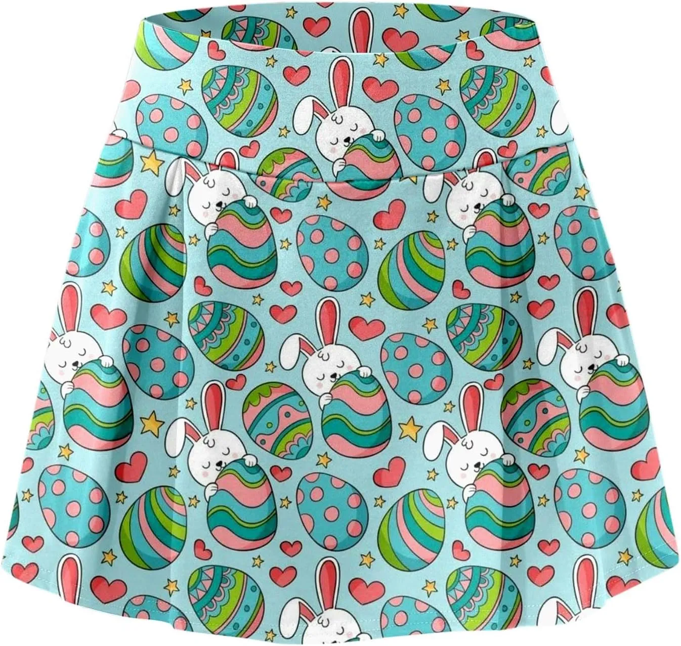 Easter Tennis Skirt for Women High Waisted Flowy Athletic Running Shorts Bunny Rabbit Egg Graphic Yoga Skort