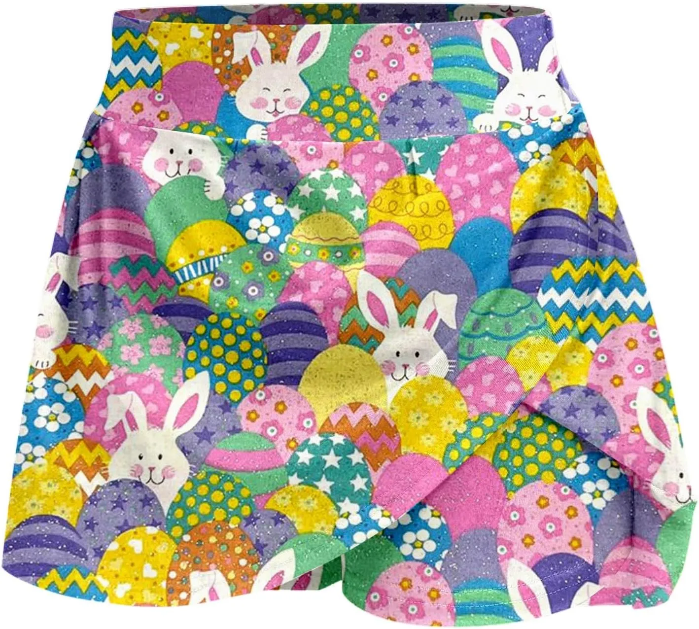 Easter Tennis Skirt for Women High Waisted Flowy Athletic Running Shorts Bunny Rabbit Egg Graphic Yoga Skort