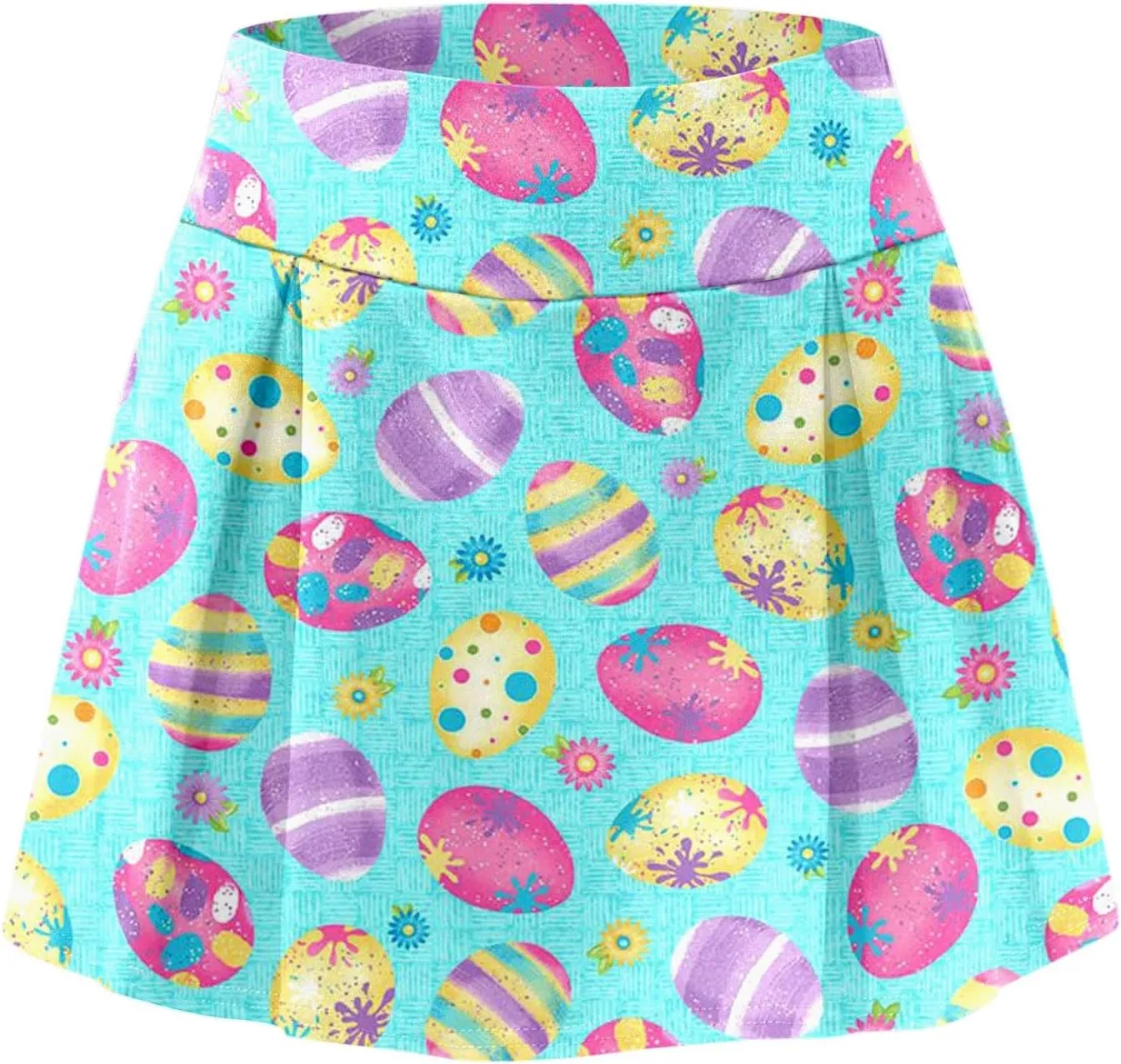Easter Tennis Skirt for Women High Waisted Flowy Athletic Running Shorts Bunny Rabbit Egg Graphic Yoga Skort