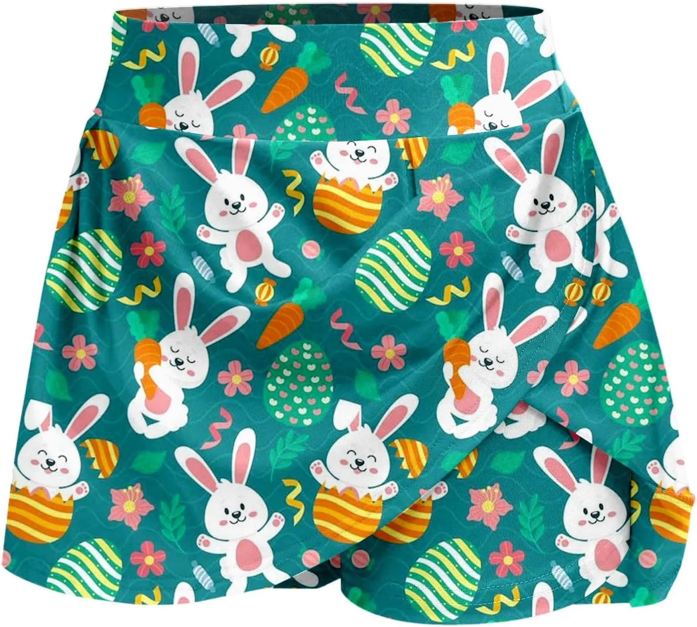 Easter Tennis Skirt for Women High Waisted Flowy Athletic Running Shorts Bunny Rabbit Egg Graphic Yoga Skort