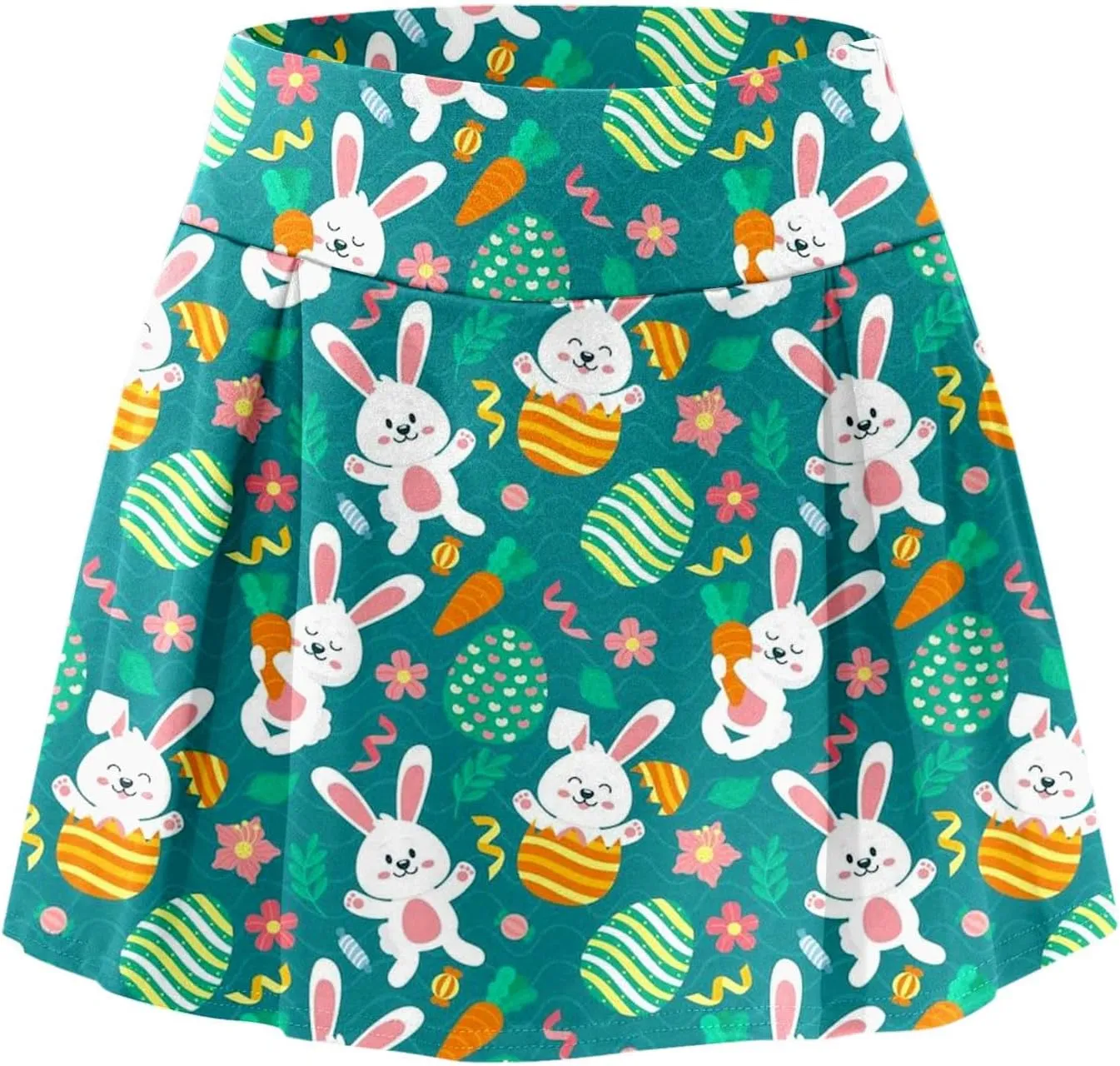 Easter Tennis Skirt for Women High Waisted Flowy Athletic Running Shorts Bunny Rabbit Egg Graphic Yoga Skort