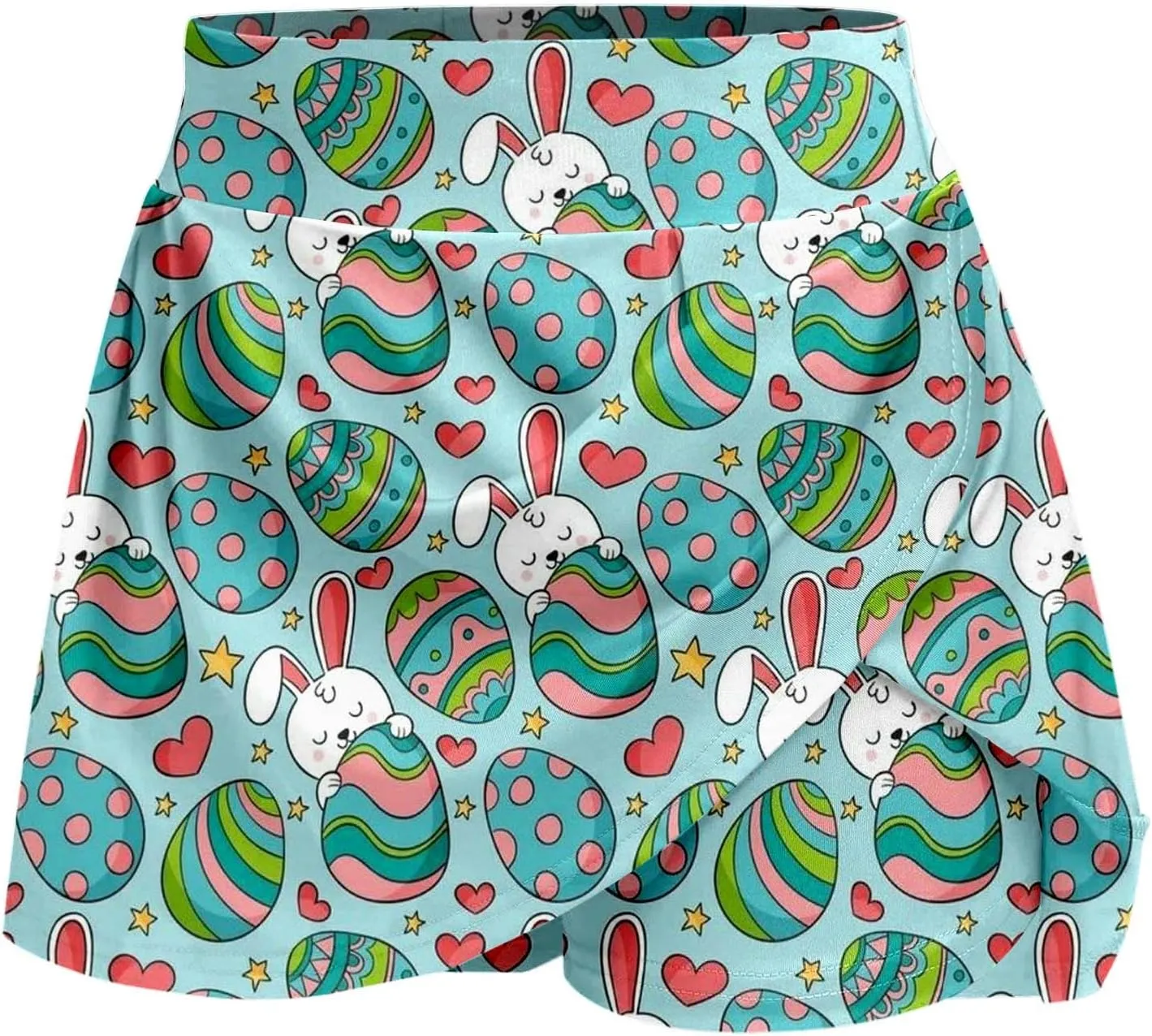 Easter Tennis Skirt for Women High Waisted Flowy Athletic Running Shorts Bunny Rabbit Egg Graphic Yoga Skort
