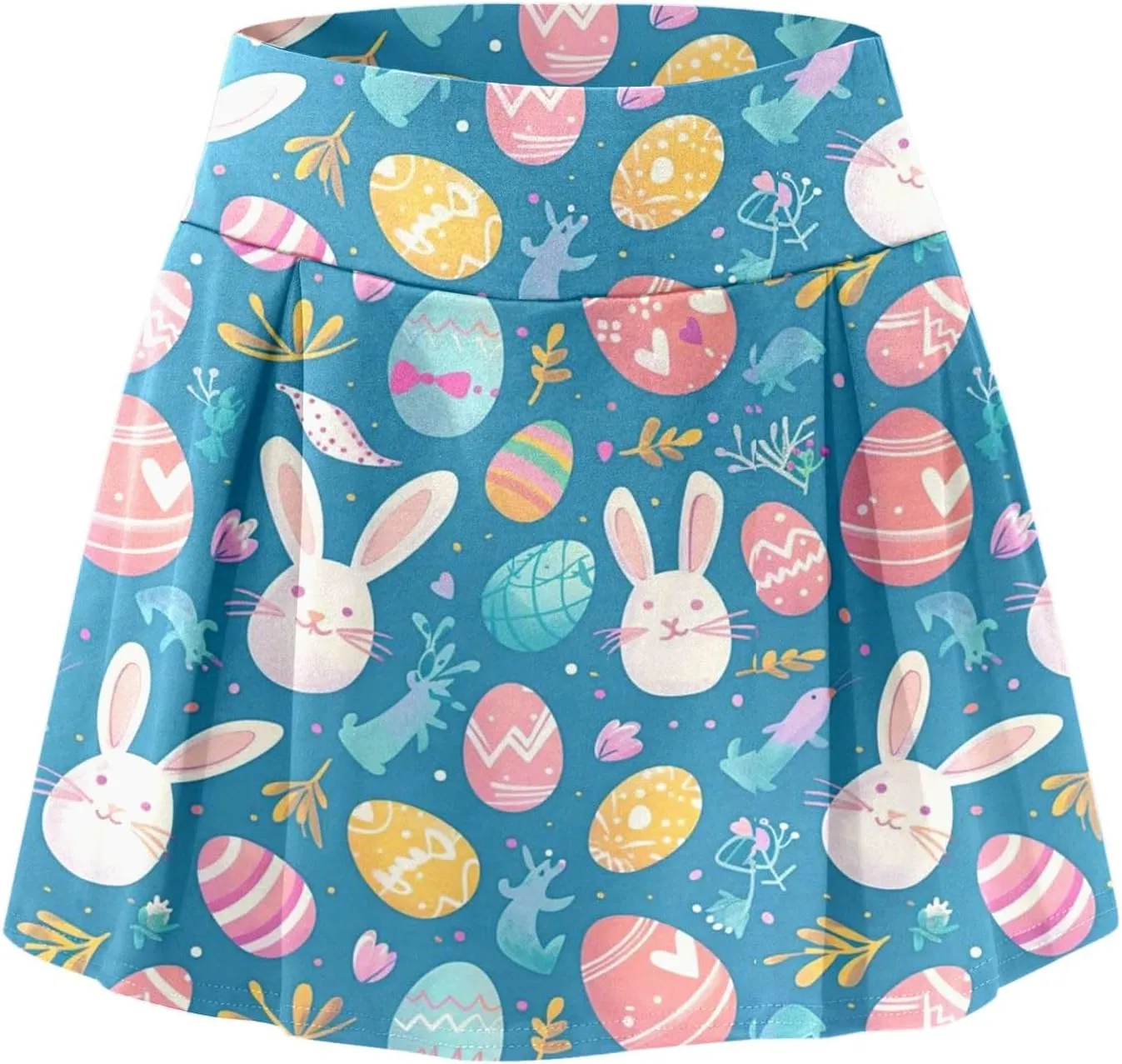 Easter Tennis Skirt for Women High Waisted Flowy Athletic Running Shorts Bunny Rabbit Egg Graphic Yoga Skort