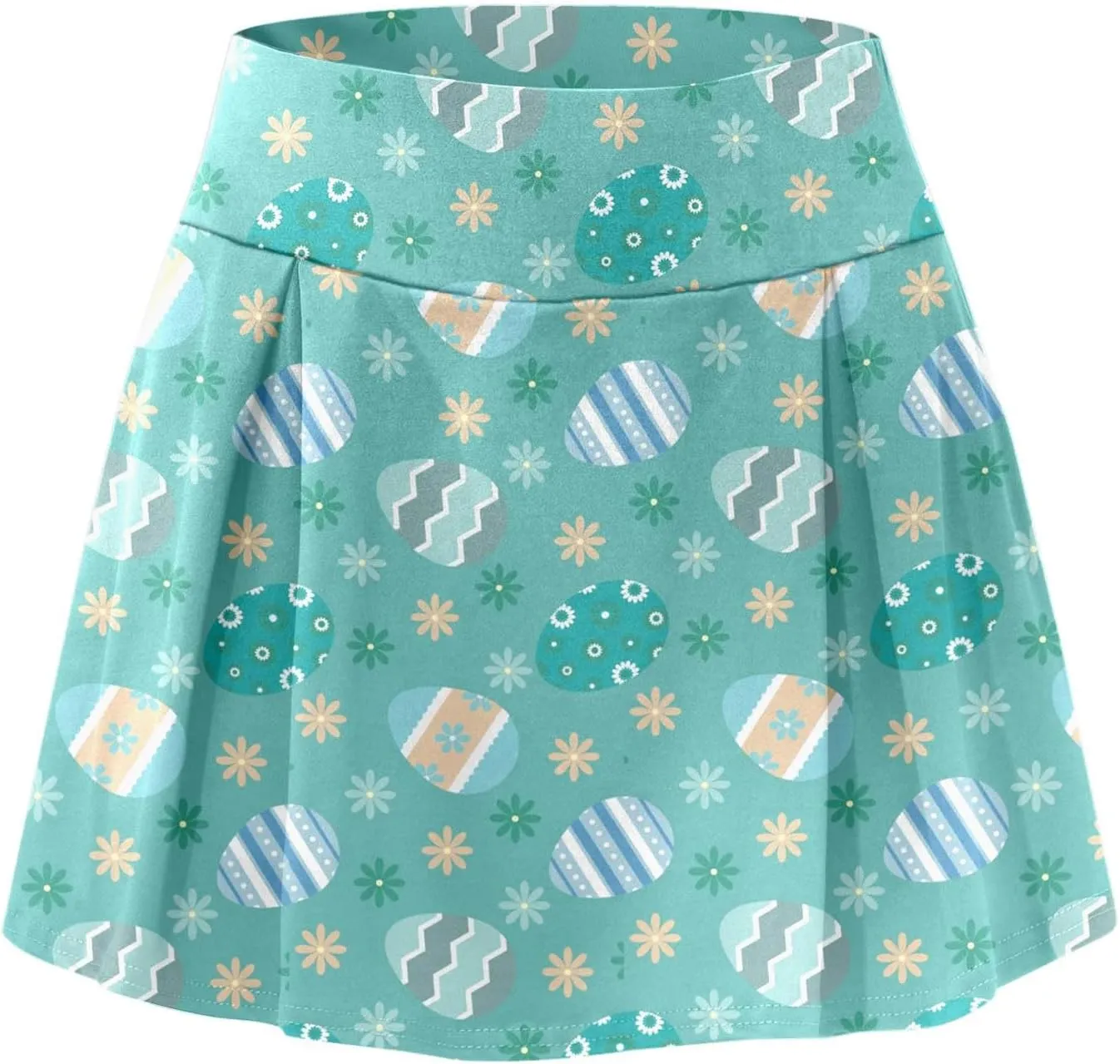 Easter Tennis Skirt for Women High Waisted Flowy Athletic Running Shorts Bunny Rabbit Egg Graphic Yoga Skort