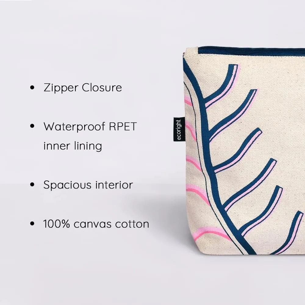 Eco Right Canvas Cosmetic Bag: Travel Makeup Pouch For Women & Girls, Zipper Purse Organizer, Stylish Canvas Cotton Aesthetic, Large Capacity, Toiletry Storage, Purse-friendly