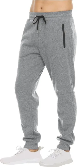 evzosrz Mens Sweatpant Slim Fit Active Athletic Workout Jogger Elastic High Waisted Track Bottom Trousers with Zipper Pockets