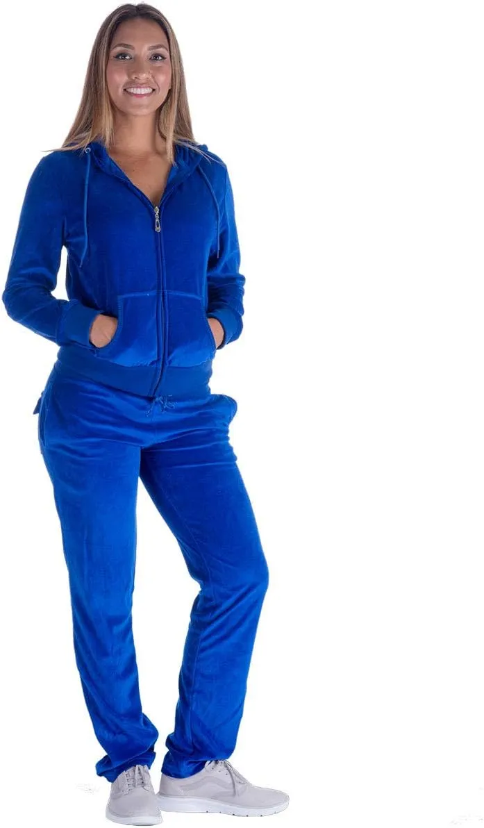 Facitisu Tracksuit for Women Set 2 Piece Joggers Velour Jogging Sweat Outfits Hoodie and Sweatpants Set