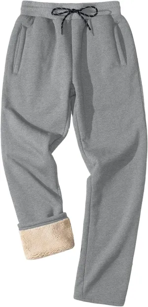 FASKUNOIE Men's Winter Fleece Pants Heavyweight Warm Sherpa Lined Sweatpants Running Jogger Pants with Pockets