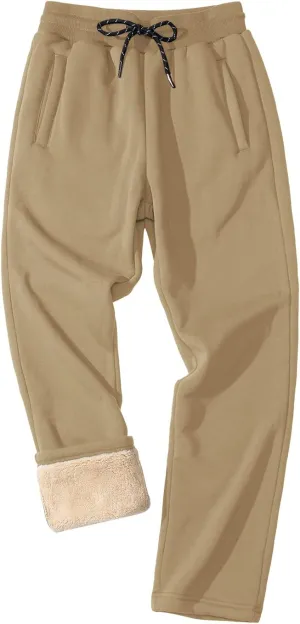 FASKUNOIE Men's Winter Fleece Pants Heavyweight Warm Sherpa Lined Sweatpants Running Jogger Pants with Pockets