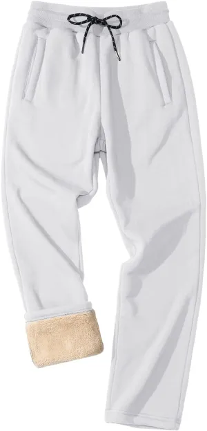 FASKUNOIE Men's Winter Fleece Pants Heavyweight Warm Sherpa Lined Sweatpants Running Jogger Pants with Pockets