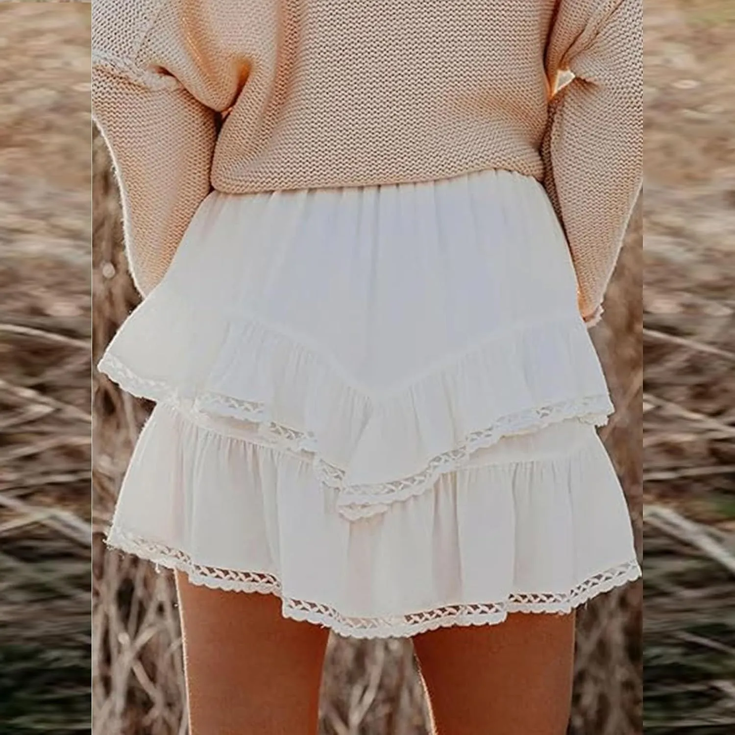 Flowy Shorts for Women Ruffle Skorts Boho Tiered Mini Skirts High Waisted Tennis Skort Concert Outfits