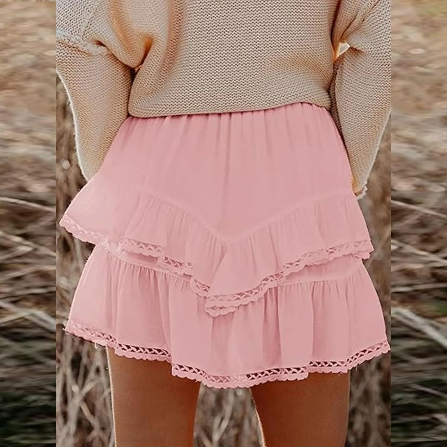 Flowy Shorts for Women Ruffle Skorts Boho Tiered Mini Skirts High Waisted Tennis Skort Concert Outfits