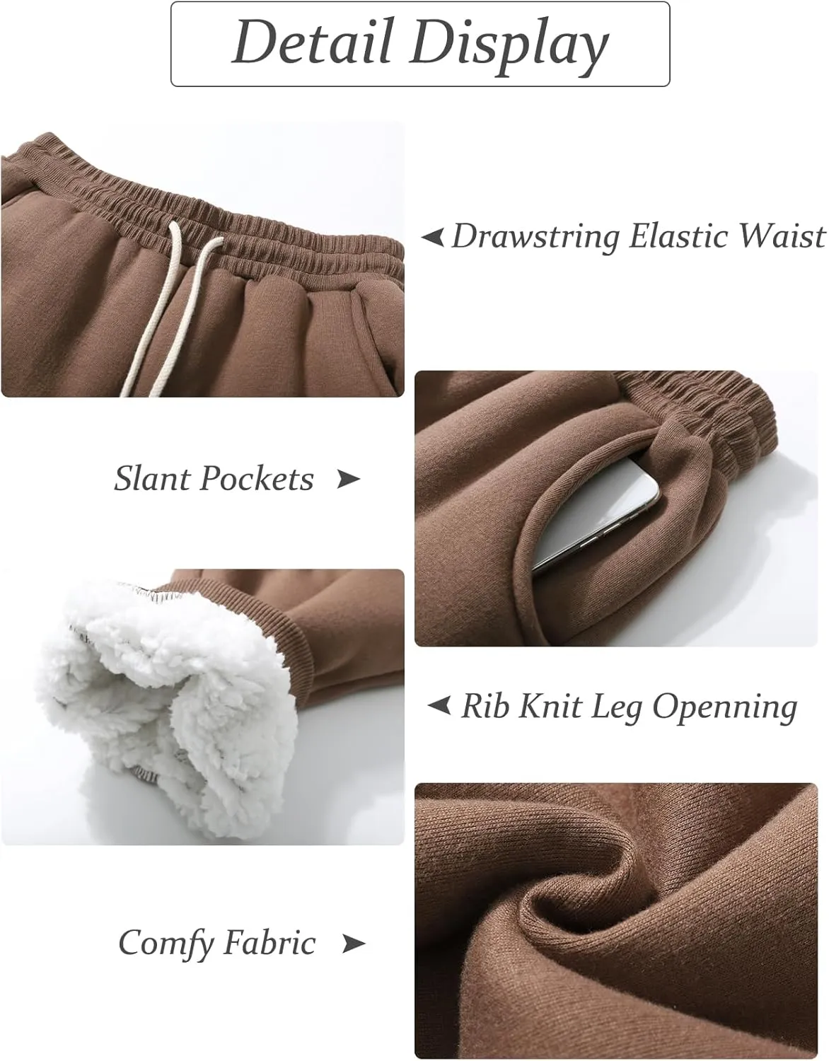 Flygo Women's Winter Warm Fleece Joggers Pants Sherpa Lined Athletic Active Sweatpants
