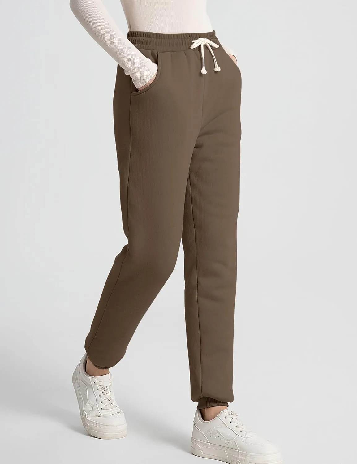 Flygo Women's Winter Warm Fleece Joggers Pants Sherpa Lined Athletic Active Sweatpants