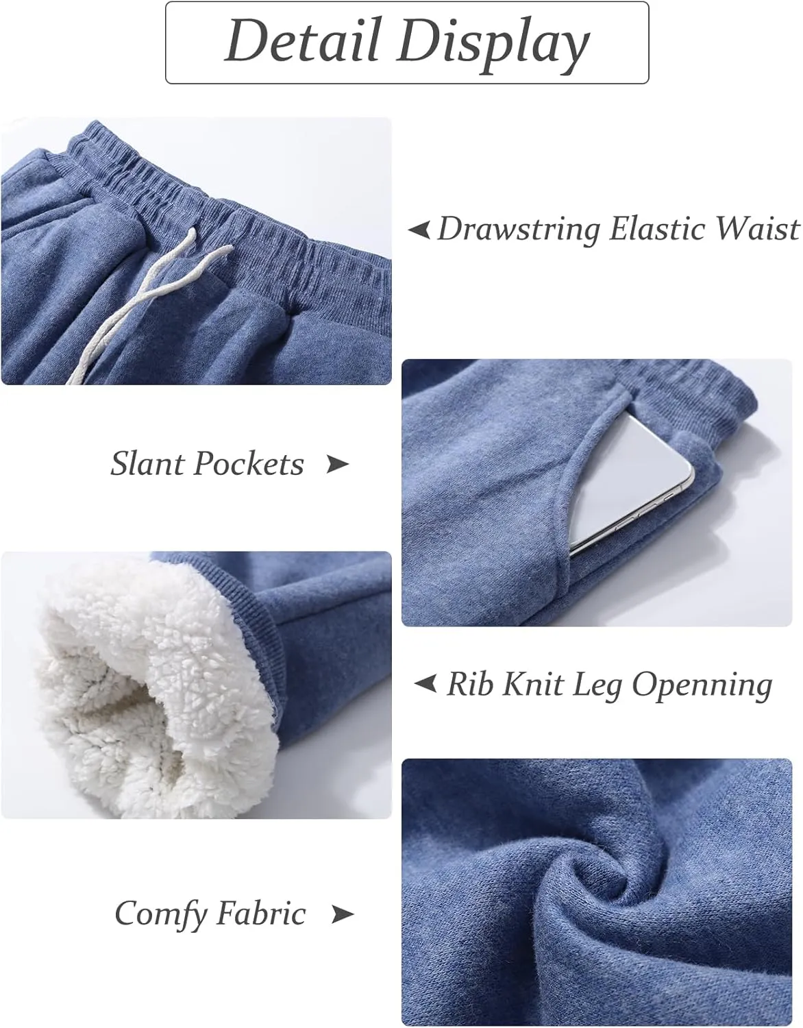 Flygo Women's Winter Warm Fleece Joggers Pants Sherpa Lined Athletic Active Sweatpants
