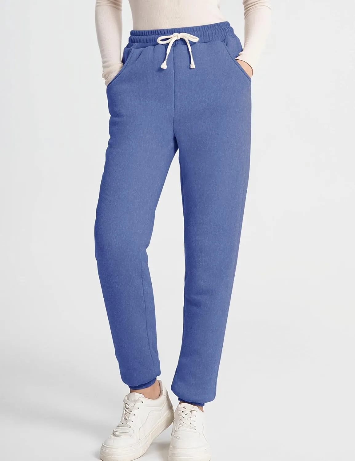Flygo Women's Winter Warm Fleece Joggers Pants Sherpa Lined Athletic Active Sweatpants