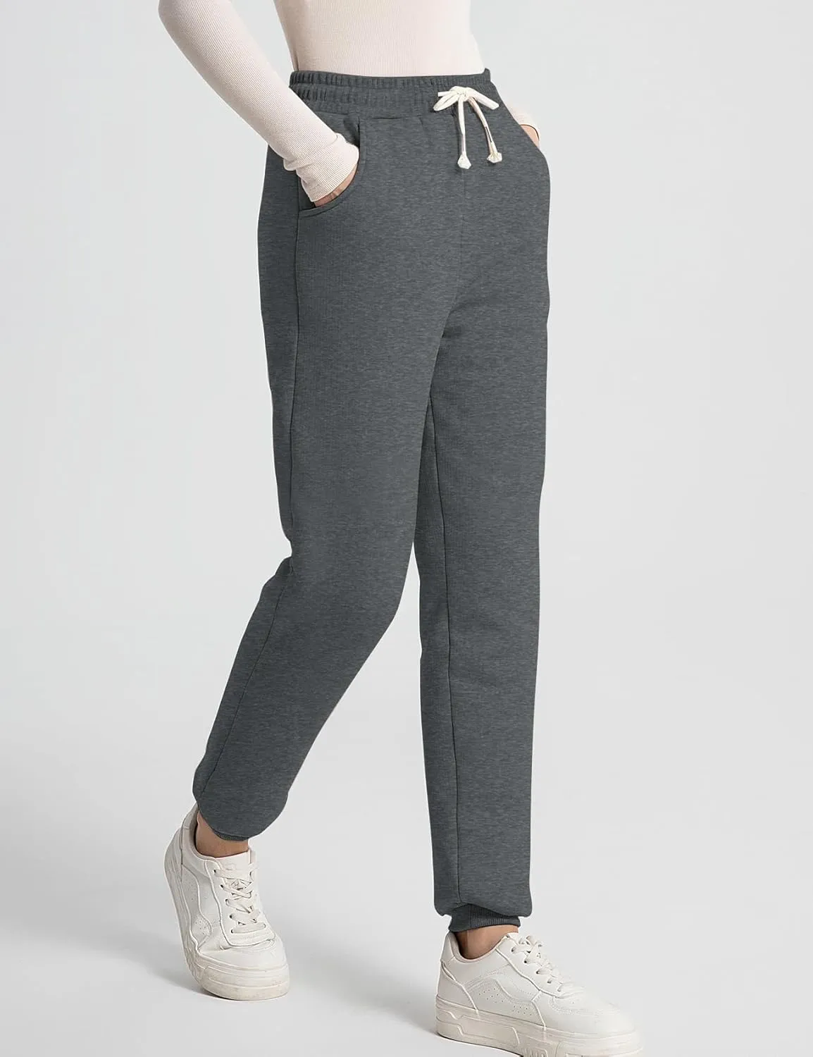 Flygo Women's Winter Warm Fleece Joggers Pants Sherpa Lined Athletic Active Sweatpants