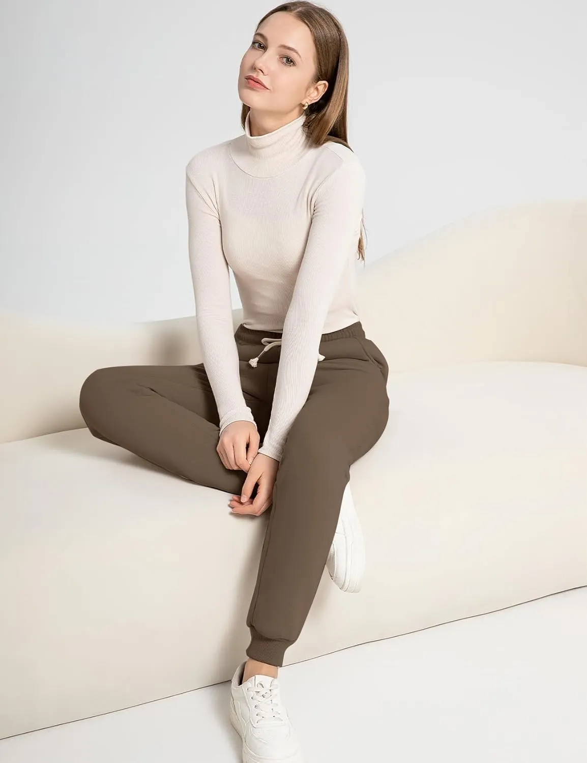 Flygo Women's Winter Warm Fleece Joggers Pants Sherpa Lined Athletic Active Sweatpants