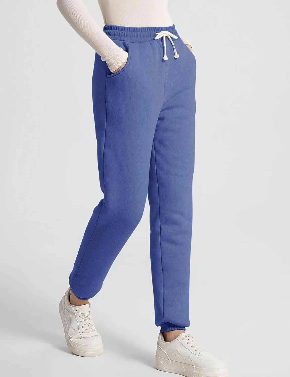 Flygo Women's Winter Warm Fleece Joggers Pants Sherpa Lined Athletic Active Sweatpants