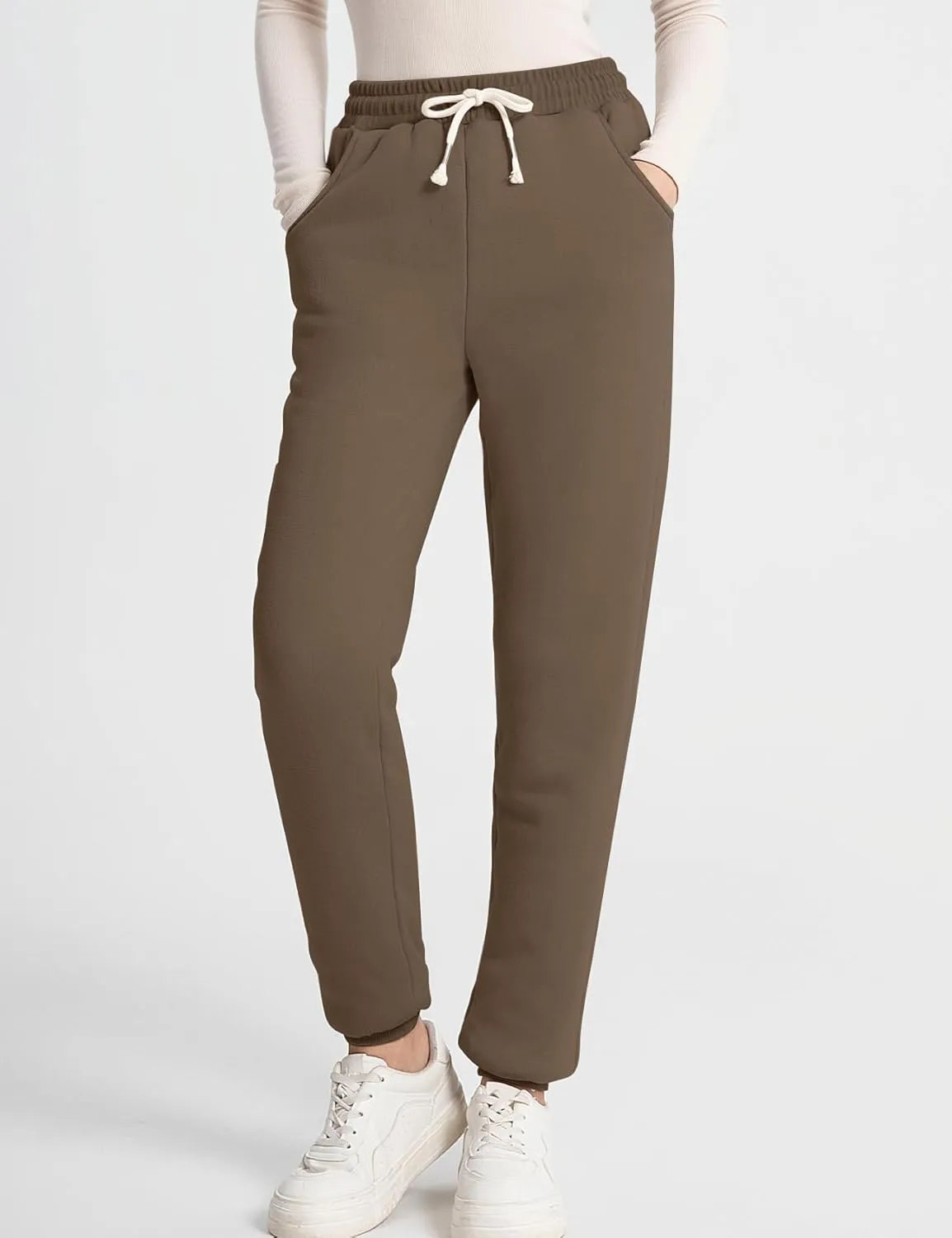 Flygo Women's Winter Warm Fleece Joggers Pants Sherpa Lined Athletic Active Sweatpants