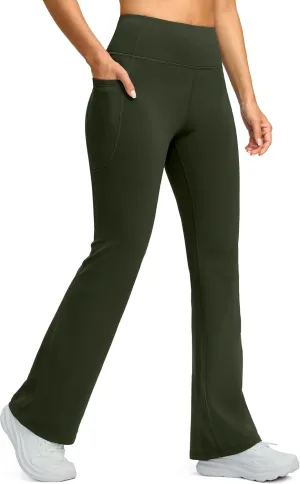G Gradual Women's Fleece Lined Pants High Waist Winter Thermal Warm Flare Leggings Hiking Yoga Pants Women with Pockets