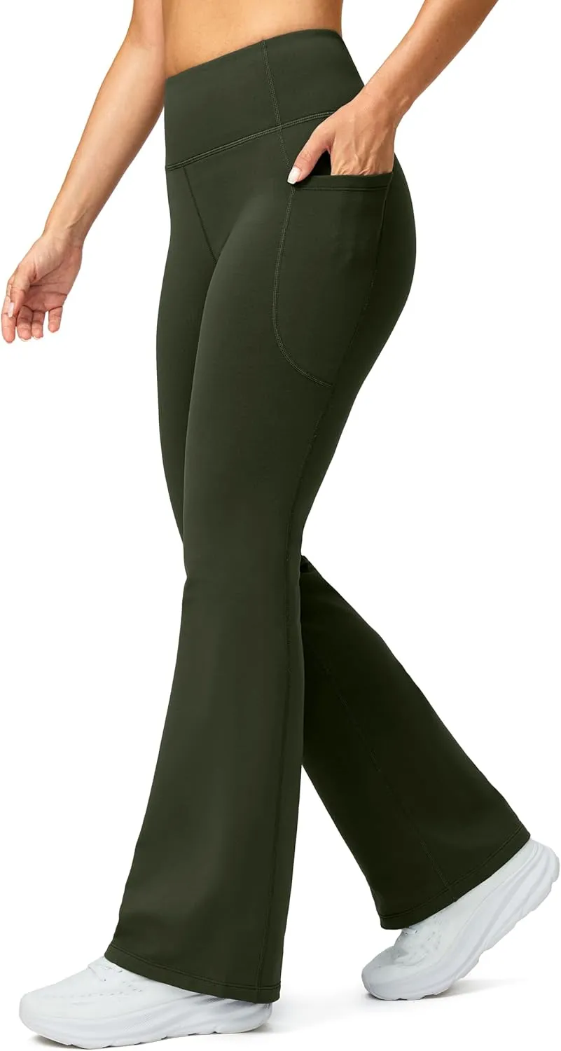 G Gradual Women's Fleece Lined Pants High Waist Winter Thermal Warm Flare Leggings Hiking Yoga Pants Women with Pockets