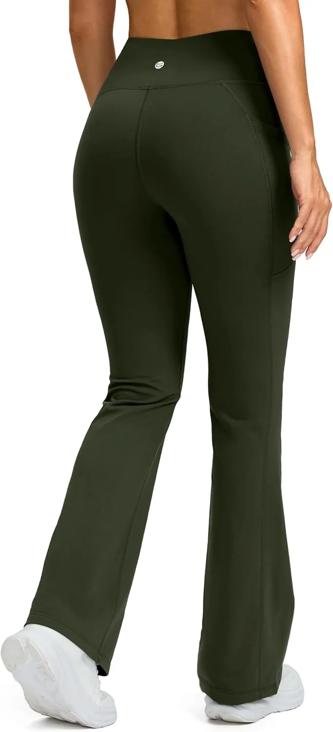 G Gradual Women's Fleece Lined Pants High Waist Winter Thermal Warm Flare Leggings Hiking Yoga Pants Women with Pockets