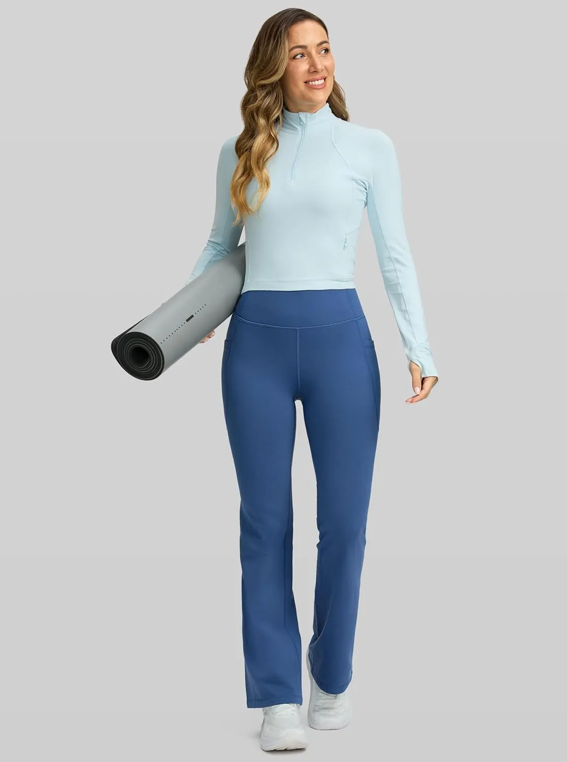 G Gradual Women's Fleece Lined Pants High Waist Winter Thermal Warm Flare Leggings Hiking Yoga Pants Women with Pockets